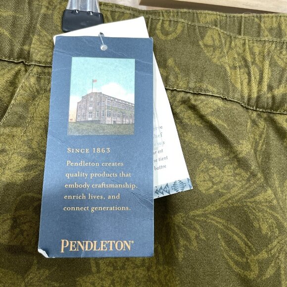 NWT Pendleton Canvas Pants Women's XL Olive Floral Olive Green Drawstring NEW - Picture 4 of 10